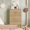 FUROKOY Kommode mit 5 Schubladen Holz Schrank, Sideboard mit Metallgriff,Wellenstruktur vorne,Naturholzfarbe Bild 4