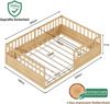 Massivholz Kinderbett Bodenbett 140x200 cm mit Rausfallschutz & Lattenrost, Montessori Bett Gitterbett mit offener Seite, Kiefer Einzelbett in Natur Bild 2