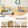 Massivholz Kinderbett Bodenbett 140x200 cm mit Rausfallschutz & Lattenrost, Montessori Bett Gitterbett mit offener Seite, Kiefer Einzelbett in Natur Bild 4