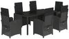 vidaXL 7-tlg. Garten-Essgruppe mit Kissen Schwarz Poly Rattan 3212460 Bild 2
