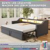 Polsterbett Ausziehbares Schlafsofa 90/180 x 190 cm, Multifunktionales Staufach, LED-Licht und USB-Buchse, mit Lattenrost, Dunkelgrau (mit zwei Federkernmatratzen) Bild 2