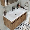 Roomart ATRIA-85 Badmöbel Set– 4-teiliges Badezimmermöbel Set - Waschbeckenunterschrank mit Keramikwaschbecken, Spiegelschrank & Hochschrank - H 45 x B 45 x T 85 cm • Eiche Bild 5