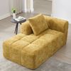 Sofa 158 x 90 x 60 cm Gelb, Chenille, Chaiselongue, weich gepolstert, Seitentaschen, Kissen Bild 2