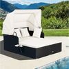 COSTWAY Loungebett, Rattan, 2-Personen, mit einziehbarem Sonnendach, Kissen Bild 5