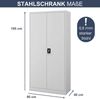 MegaDeal 4x Aktenschrank abschließbar JAN - 5 Ebenen verstellbar, Flügeltüren | Metallschrank Werkstatt Mehrzweckschrank Büroschrank aus Stahl Werkzeugschrank, 195x90x40cm Grau Bild 2