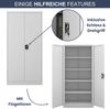 MegaDeal 4x Aktenschrank abschließbar JAN - 5 Ebenen verstellbar, Flügeltüren | Metallschrank Werkstatt Mehrzweckschrank Büroschrank aus Stahl Werkzeugschrank, 195x90x40cm Grau Bild 5