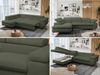 Mks Möbel 'Peter L-form' Ecksofa mit Bettfunktion, Bettkasten & einstellbaren Kopfstützen, Grün, Boucle, mit Topper, links Bild 2