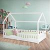ML-DESIGN Kinderbett Hausbett Spielbett inkl. Lattenrost kreativ Bodenbett für Kinder, Abenteuerbett mit Rausfallschutz Spielbett Kiefer Weiß Himmelbett Bild 2