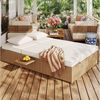 Flieks Gartenliege, Outdoor Rattan klappbare Doppelliege Gartenmöbel Balkonset mit Regal Bild 4