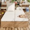 Flieks Gartenliege, Outdoor Rattan klappbare Doppelliege Gartenmöbel Balkonset mit Regal Bild 2