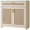 VASAGLE Küchenschrank im Boho-Stil, Türen Rattan-Optik, Sideboard, verstellbare Ablage, Schublade, Wohnzimmer, beige Bild 4