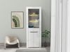 Vitrine Weiß Hochglanz mit LED & Schublade – B 60 x T 35,5 x H 165 cm, Spanplatte Bild 3