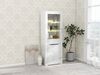 Vitrine Weiß Hochglanz mit LED & Schublade – B 60 x T 35,5 x H 165 cm, Spanplatte Bild 2