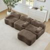 3-Sitzer Sofa 288×167×70 cm aus Samt rahmenlos modular mit 1 Ottomane, braun Bild 3