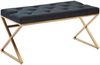 Sitzbank Chesterfield Samt Schwarz 90x46x44cm Metallgestell Modern Bild 2