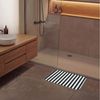 OnlyWow Badematte Vertikale Streifen - Blau - Creme, Höhe 10 mm, Polyester, Rechteckig, Badezimmerteppich, Badteppich, Rutschfest, Badvorleger, Waschbar Bild 4