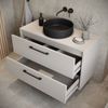 Badplaats Waschtischunterschrank Florence 80 x 46 cm – Beige – Hängender Unterschrank mit 2 Schubladen und schwarzen Griffen Bild 3