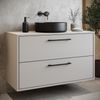 Badplaats Waschtischunterschrank Florence 80 x 46 cm – Beige – Hängender Unterschrank mit 2 Schubladen und schwarzen Griffen Bild 2