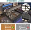 Merax Polsterbett Doppelbett 160x200cm, Hydraulisches Stauraumbett, Polsterbett mit LED-Leuchten, Stauraum-Kopfteil mit USB- und Typ-C-Anschlüssen, Samt, Grau Bild 3