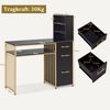 M MCombo Schreibtisch mit 3 Schubladen, Nageltisch aus Holz Metallgestell, Manikürtisch， Schminktisch ohne Spiegel Modern, Computertisch mit Regal Wohnzimmer, 43x108x125cm, 2420 Bild 3