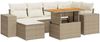 vidaXL 7-tlg. Garten-Sofagarnitur mit Kissen Beige Poly Rattan 3327397 Bild 2