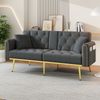 Schlafsofa 175x80x73,5 cm in Grau, Samtbezug, 3-stufig verstellbar mit Schlaffunktion Bild 2