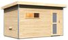 Karibu Sauna Skrollan 3 naturbelassen ohne Ofen Milchglastür Bild 3
