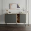 Dmora Kommode Alin, Wohnzimmerbuffet, Wohnzimmer-Sideboard, Moderne Küchen-Speisekammer, 142x36h83 cm, Eiche und Anthrazit Bild 2