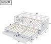 Merax Kinderbett 90x200cm mit Ausziehbett 90x190cm, Holzbett Klassisches Bett mit 2 Schubladen, Einzelbett Jugendbett mit Rausfallschutz, Weiß Bild 4