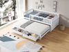 Merax Kinderbett 90x200cm mit Ausziehbett 90x190cm, Holzbett Klassisches Bett mit 2 Schubladen, Einzelbett Jugendbett mit Rausfallschutz, Weiß Bild 5