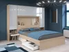 Vente-unique - VELONA Bett Holz, Platte BeigeWeiß - B 243 cm x H 202,8 cm x L 265,2 cm Bild 2