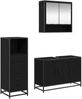 vidaXL Badezimmermöbel-Set 3 pcs Schwarz Eichen-Optik Holzwerkstoff 3402410 Bild 2