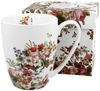 DUO FLORAL Klassischer Becher 350 ml VINTAGE FLOWERS WHITE New Bone China Porzellan Bild 1