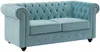 Vente-unique - CHESTERFIELD Sofa SamtStoff Blau - B 88 cm x H 72 cm x L 168 cm Bild 2