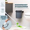 bremermann runder Kosmetikeimer SAVONA mit gummierter soft-touch Oberfläche inkl. Wandhalterung zum Kleben oder Bohren mit Schwingdeckel & EVA Pads gegen Kratzer, Abfalleimer für Gäste-WC und Badezimmer aus Kunststoff, 5,5 Liter Fassungsvermögen, grau Bild 3