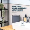 bremermann runder Kosmetikeimer SAVONA mit gummierter soft-touch Oberfläche inkl. Wandhalterung zum Kleben oder Bohren mit Schwingdeckel & EVA Pads gegen Kratzer, Abfalleimer für Gäste-WC und Badezimmer aus Kunststoff, 5,5 Liter Fassungsvermögen, grau Bild 4