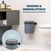 bremermann runder Kosmetikeimer SAVONA mit gummierter soft-touch Oberfläche inkl. Wandhalterung zum Kleben oder Bohren mit Schwingdeckel & EVA Pads gegen Kratzer, Abfalleimer für Gäste-WC und Badezimmer aus Kunststoff, 5,5 Liter Fassungsvermögen, grau Bild 2