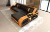 Couch Arezzo L Form in Leder - Echtleder - schwarz-orange - Rechts Bild 2