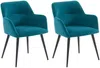 Vente-unique - Stuhl mit Armlehnen 2er-Set - Stoff & schwarzes Metall - Blau - HEKA Bild 2