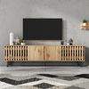 TV-Schrank, Lowboard mit 8 Ablagefächern, TV-Konsole für 70-Zoll-Fernseher, geeignet für Wohnzimmer, MDF, Holzfarbe, 180×40×55 cm Bild 3