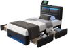 Polsterbett 90×190 cm aus Kunstleder mit LED-Beleuchtung und USB-Ladeanschluss, schwarz Bild 5