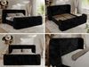 Polsterbett mit Lattenrost, Doppelbett für Schlafzimmer, Gepolstertes Kopfteil, Pocket matratze Härtegrad H3/H4 - EMORA CLASSIC DUO - 180 x 200 cm - Schwarz Stoff - VIRE - LUX Bild 2
