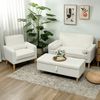 2-Sitzer Sofa Modern Mit Samtbezug & S-Federn - Kleines Sofa Zweisitzer Mit Kautschukholzbeine,Cremeweiß Bild 3