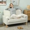 2-Sitzer Sofa Modern Mit Samtbezug & S-Federn - Kleines Sofa Zweisitzer Mit Kautschukholzbeine,Cremeweiß Bild 2