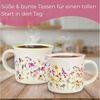 matches21 HOME & HOBBY Tasse Kaffeetassen Blumenwiese, 4er Set Kaffeetasse Bunt, 4-tlg, Porzellan, Frühstückstasse 355 ml mit floralem Design Bild 4