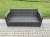 Fimous Garten Sofa im Freien Set Polyrattan Gartenmöbel Set mit Rechteckiger Couchtisch 2 kleine Fußhockern 3-Sitzer Sofa Beistelltisch Dunkelgrau Gemischt Bild 5