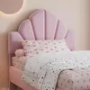 Mädchenbett mit Lattenrost, Sitzbank und gepolstertem Kopfteil, 90x200cm, Polsterbett für Mädchen, Einzelbett Bild 3
