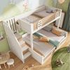 MODFU Hochbett Sicheres Etagenbett mit Rausfallschutz & Treppenschrank (Etagenbett, 3-St, Aus robustem Holz für ein stabiles und langlebiges Kinderzimmer) Zwei Einzelbetten à 90/140x200 cm, inkl. Lattenroste(mit 2 Matratze) Bild 2