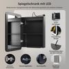 WDWRITTI Badezimmerspiegelschrank mit LED Beleuchtung Spiegelschrank Schwarz (80x60, 50x70, 40x60cm, Alu-Schranktür, Doppelseitiger Spiegel, 2Touch, Anti-fog, 3Lichtmodi, Dimmbar, Memory) mit Netzadapter, Verstellbare Glasboden Bild 3