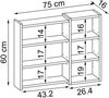 Roomart LOTUS-I-75 Badmöbel - nur Spiegelschrank - H 60 x B 16 x T 75 cm • Weiß-Eiche Bild 5